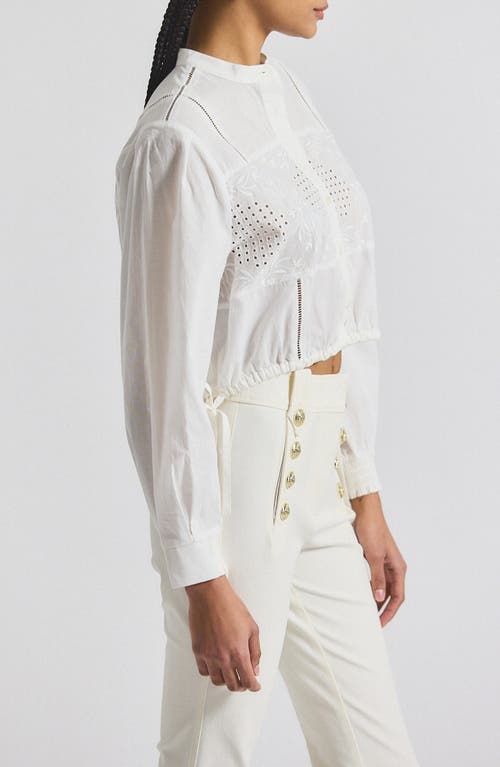 Derek Lam 10 Crosby Malory Garden Tile Cotton Eyelet Button-up Shirt In White