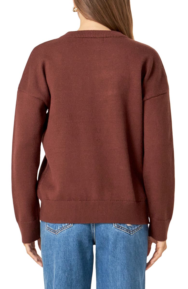 English Factory Teddy Bear Sweater, Alternate, color, Brown