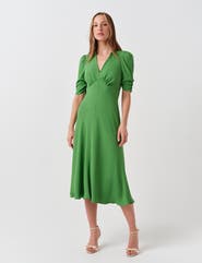 Ghost London Mia Crepe V-Neck Midi Dress