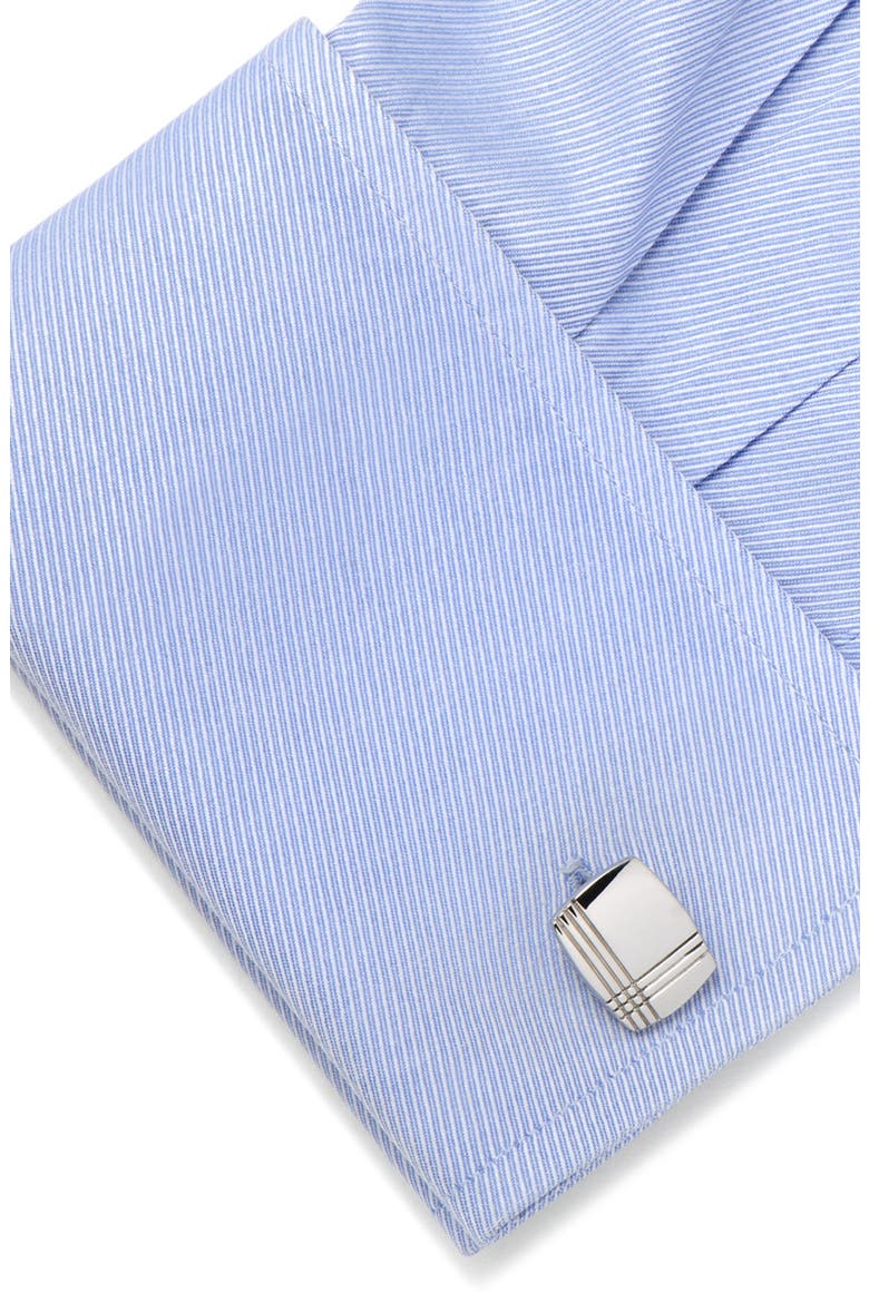 Tartan Plaid Cuff Links, Alternate, color, SILVER