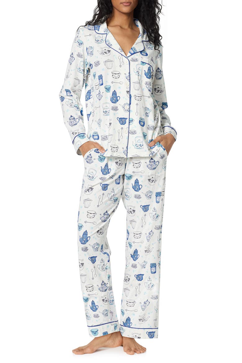 Teapot Cotton Blend Pajamas, Main, color, LADY GREY