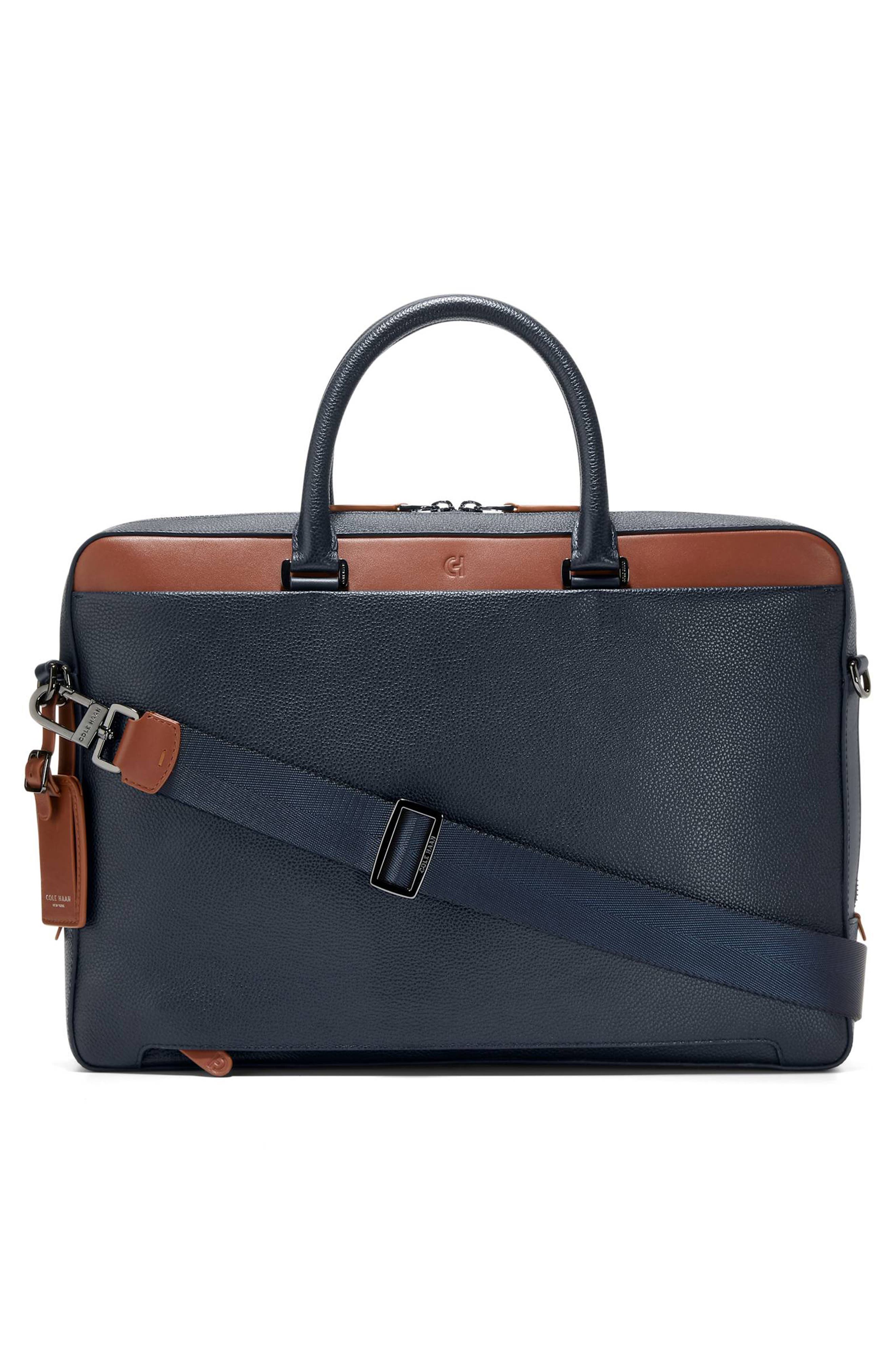 Cole Haan Damon Briefcase, Alternate, color, Navy Blazer/ New British Tan
