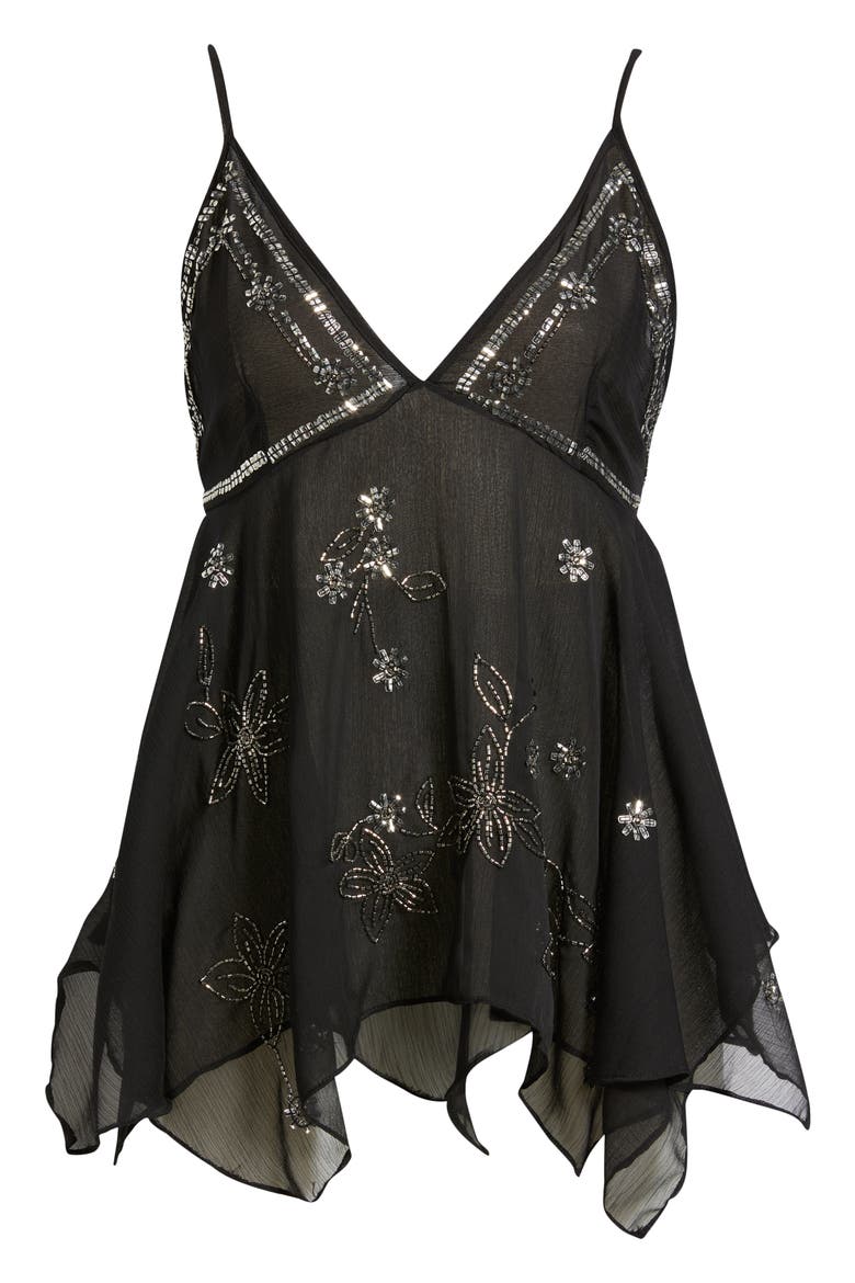 Robbie Floral Embellished Top, Alternate, color, BLACK