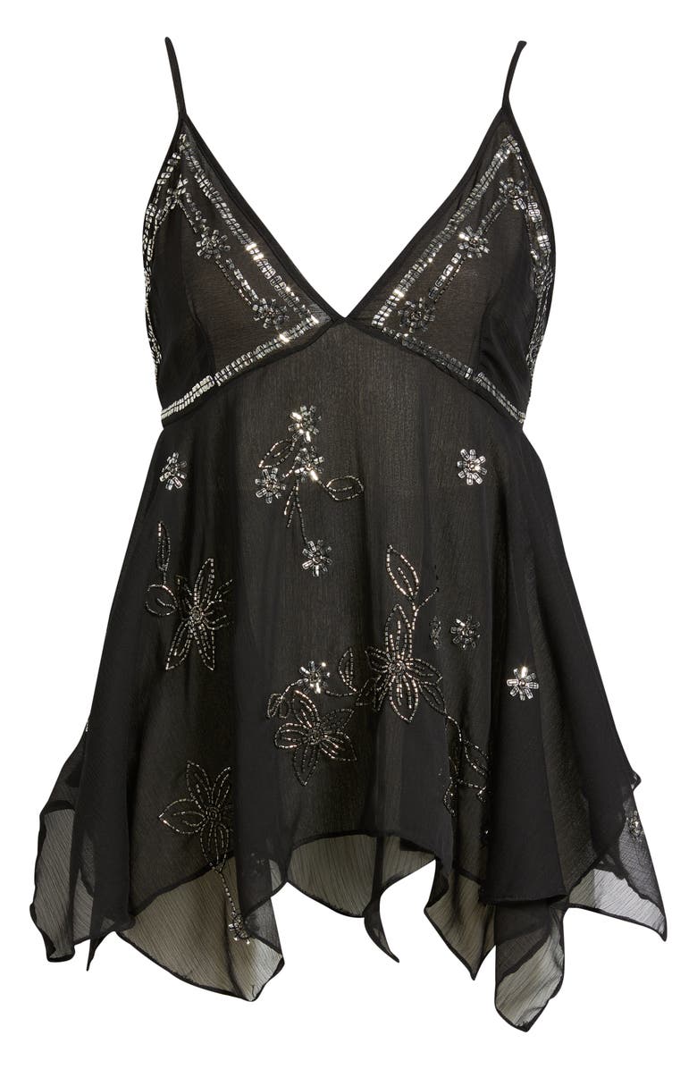 Free People Robbie Floral Embellished Top, Alternate, color, Black