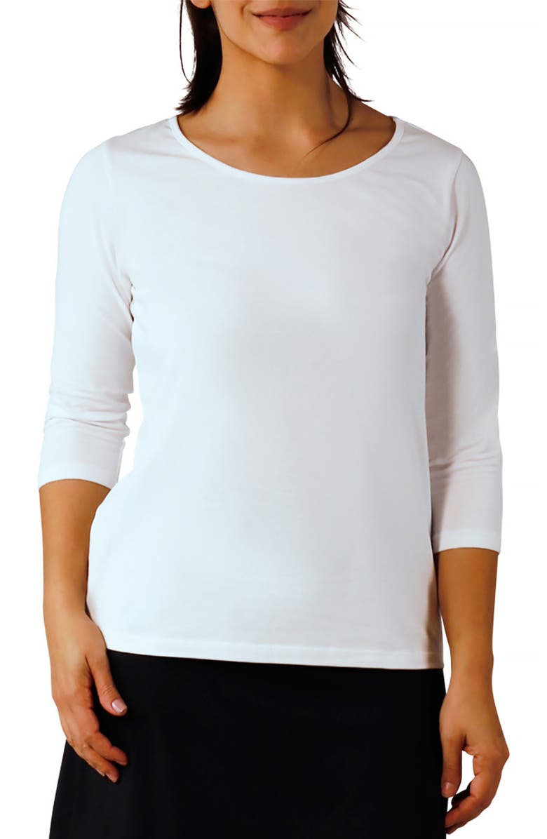UV Skinz 3/4 Sleeve Scoop Neck R&R Tee, Main, color, White
