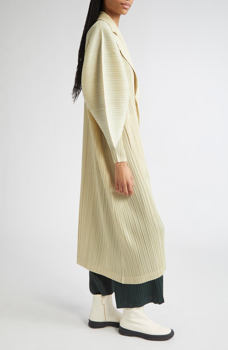 Pleats Please Issey Miyake Monthly Colors December Pleated Coat, Alternate, color, Ivory