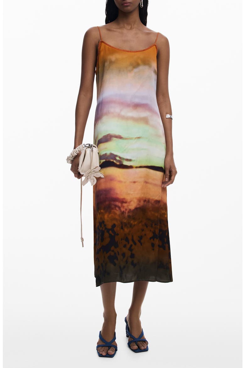 Watercolor Stripe Slipdress, Main, color, YELLOW
