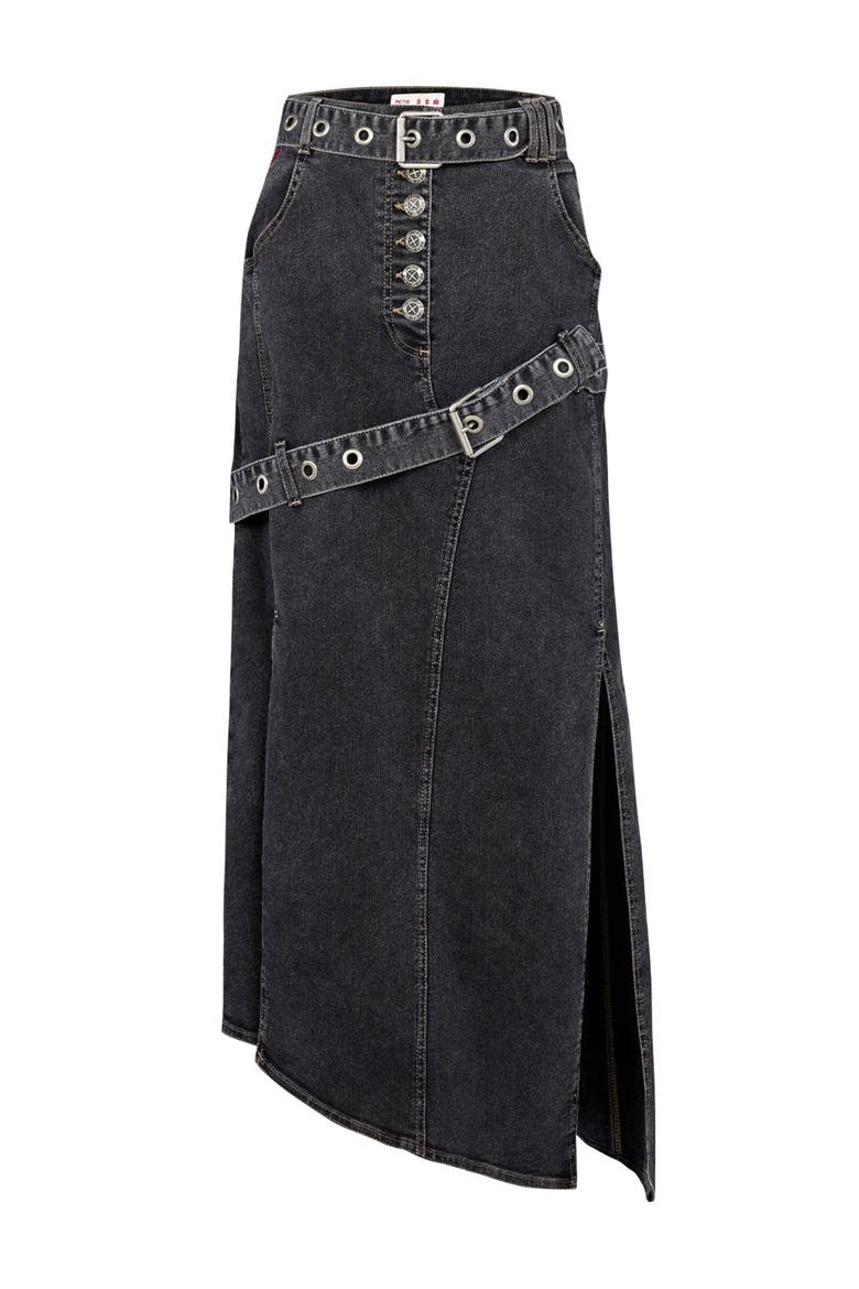Your *Itch Colorblocked Denim Skirt, Alternate, color, BLACK
