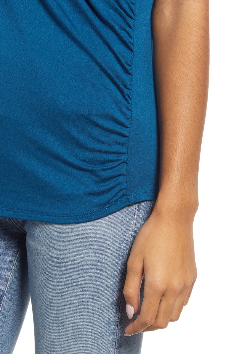 Loveappella Faux Wrap Tank, Alternate, color, Teal