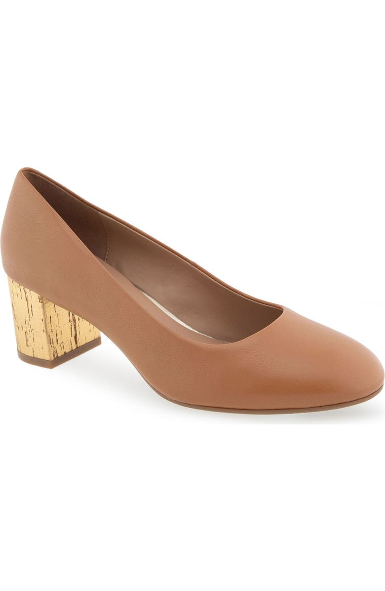 Aerosoles Ebel Block Heel Pump - Wide Width Available, Main, color, Tan Leather/Tan