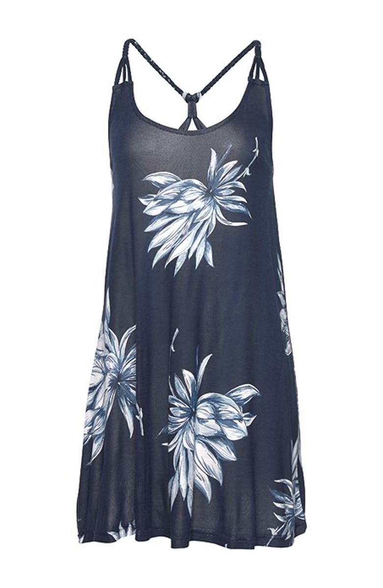 LASCANA Women's Beaded Strap Print Dress, Alternate, color, Dark Blue Multi