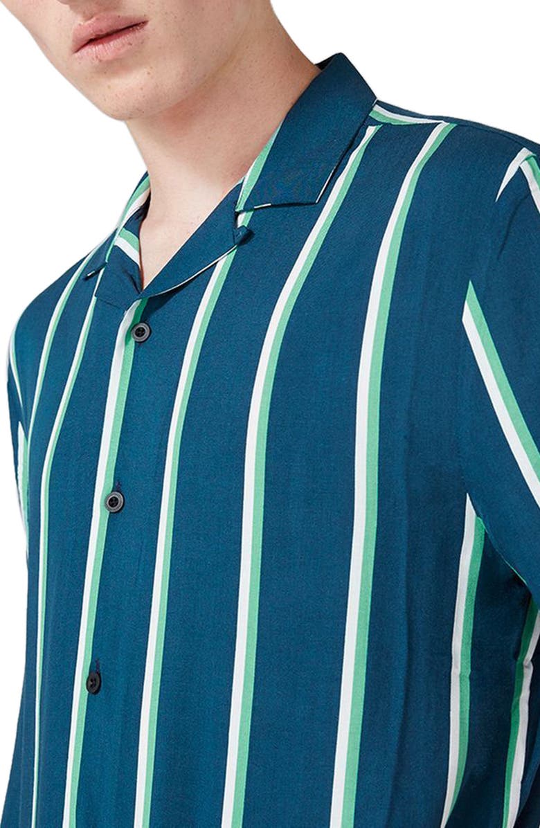 Topman Stripe Revere Collar Shirt, Alternate, color, 