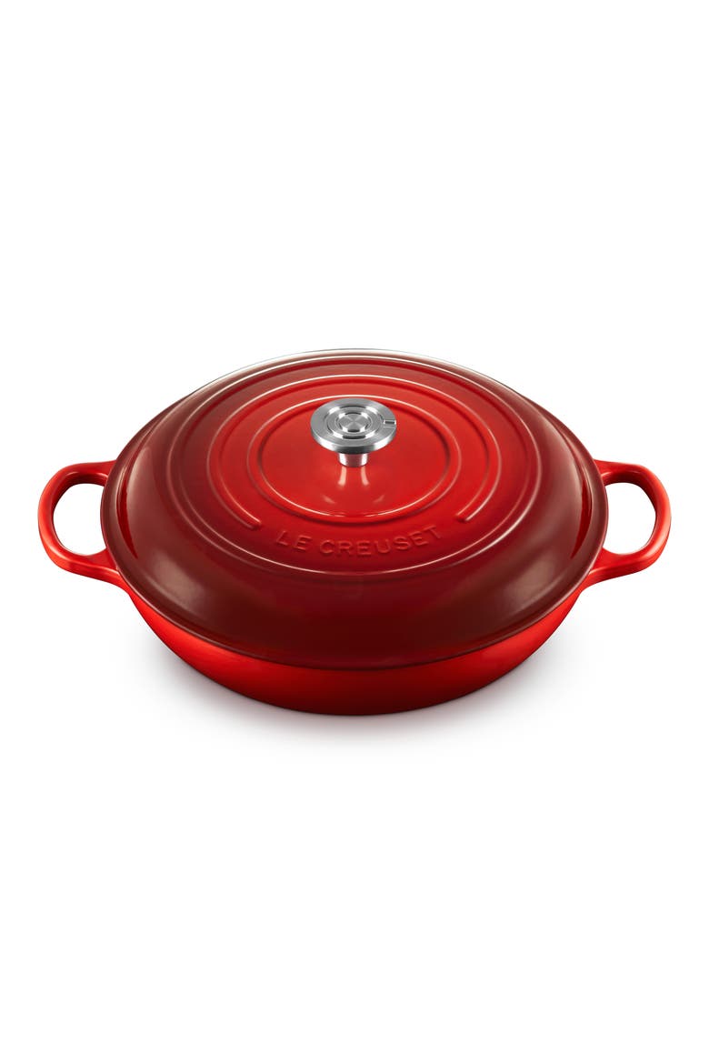 Enameled Cast Iron Braiser, Alternate, color, CERISE