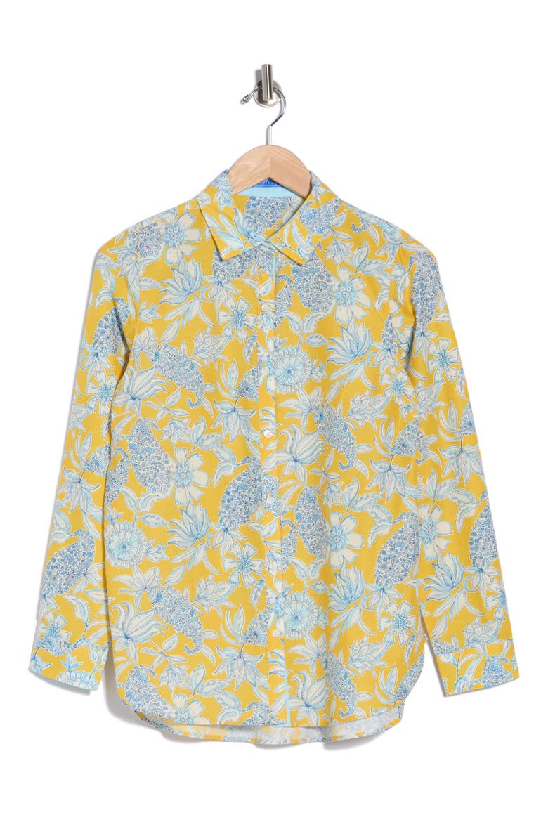 Britt Button Front Shirt, Alternate, color, YELLOW/ BLUE/ OFF WHITE