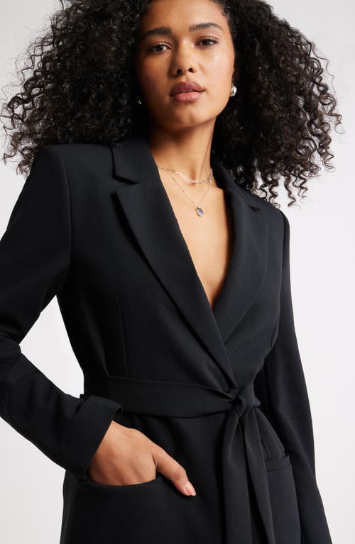 Open Edit Tie Waist Crepe Blazer