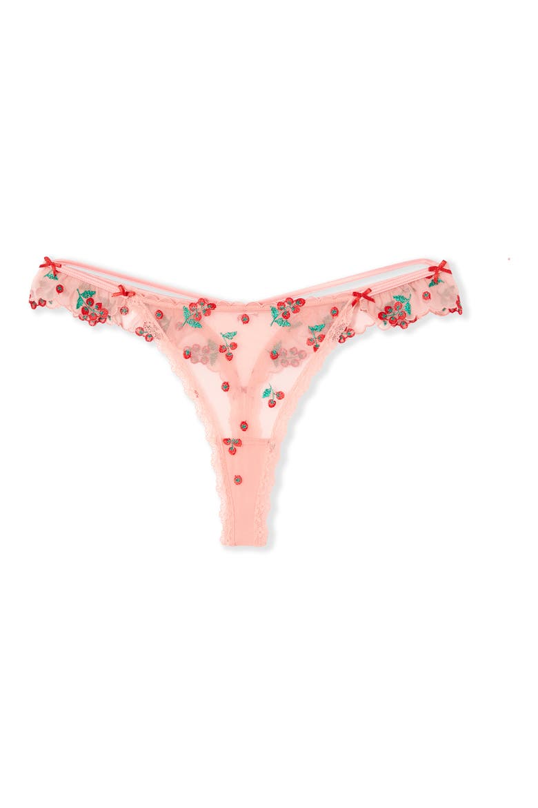 Tomato Love Embroidered Ruffle String Thong, Alternate, color, MULTICOLORE