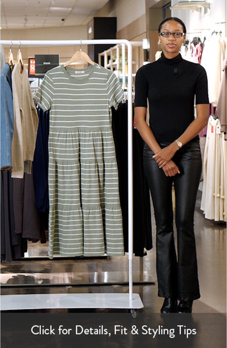 Luxe Stripe Sueded Cotton Tiered Midi Dress, sales video thumbnail