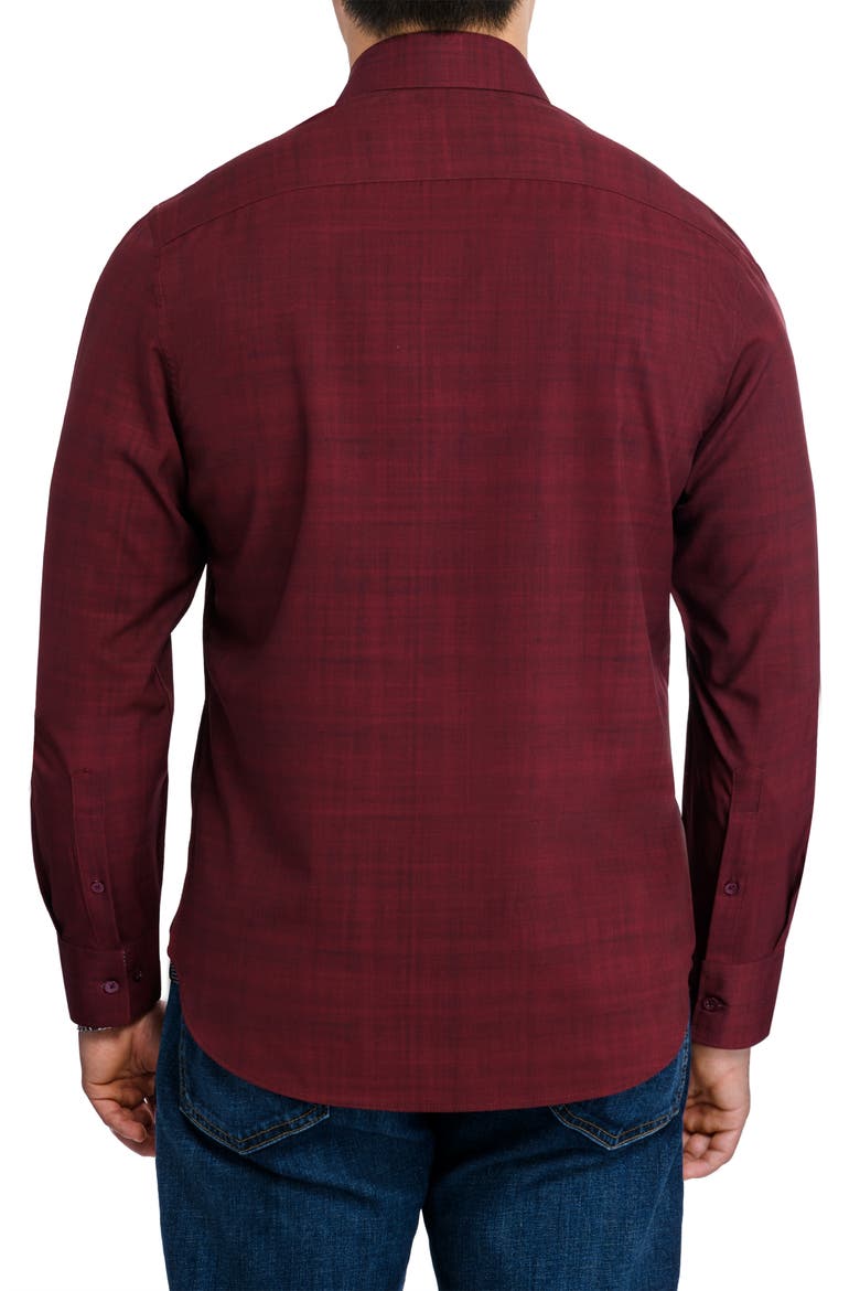 Slim Fit Stretch Chambray Button-Up Shirt, Alternate, color, BURGUNDY