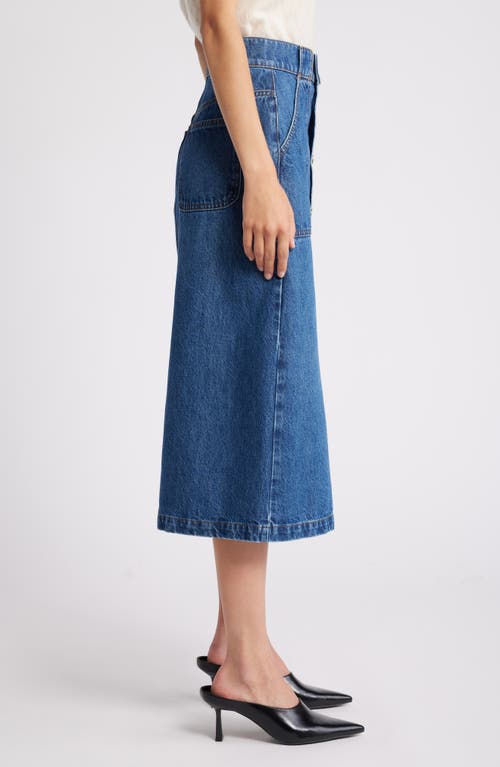 Frame Modern Pocket Button Front Midi Denim Skirt In October