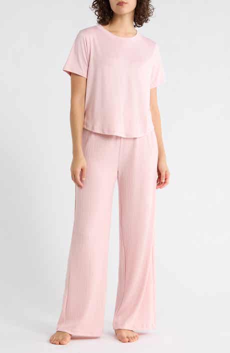 YOGALICIOUS T-Shirt & Wide Leg Pants Pajamas
