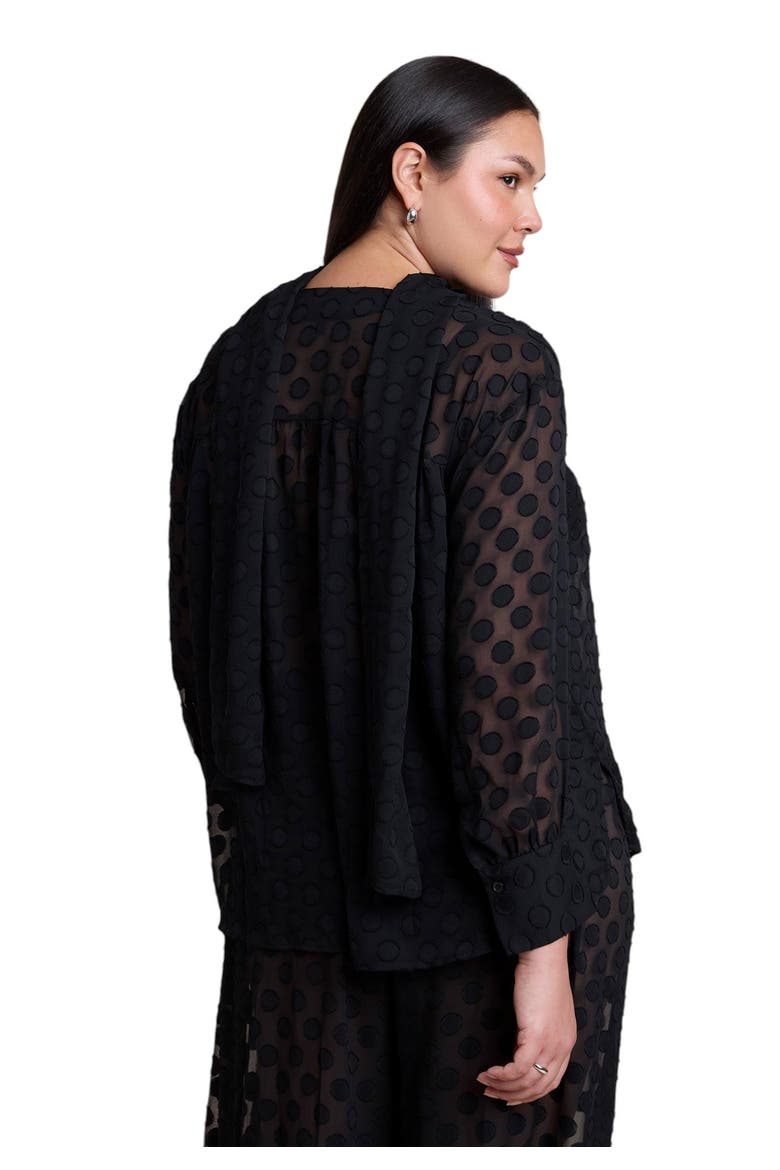 Sheer Polka Dot Blouse With Neck Tie (plus), Alternate, color, BLACK ONYX