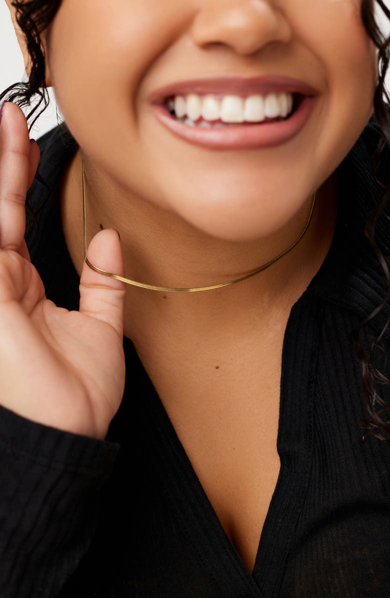 Ana Luisa Herringbone Chain - Ina Mini, Alternate, color, Gold