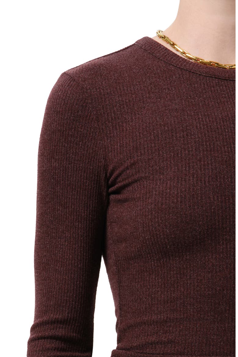 Bina Ribbed Crewneck T-Shirt, Alternate, color, HEATHER MAHOGANY