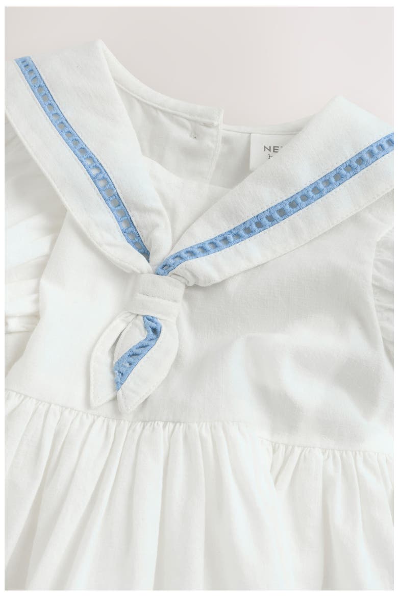 Sailor Collar Flutter Sleeve Dress, Alternate, color, WHITE