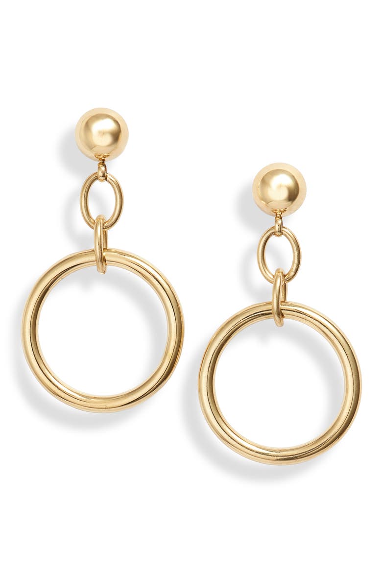 Chain Link Hoop Drop Earrings, Main, color, GOLD