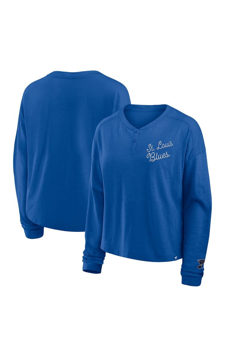 Women's Fanatics Blue St. Louis Blues Oversized All Out Effort Long Sleeve Henley T-Shirt, Main, color, Blue