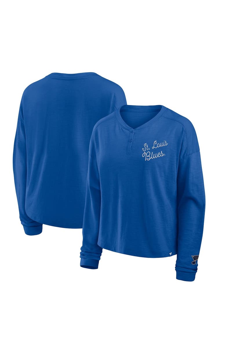 FANATICS Women's Fanatics Blue St. Louis Blues Oversized All Out Effort Long Sleeve Henley T-Shirt, Main, color, Blue