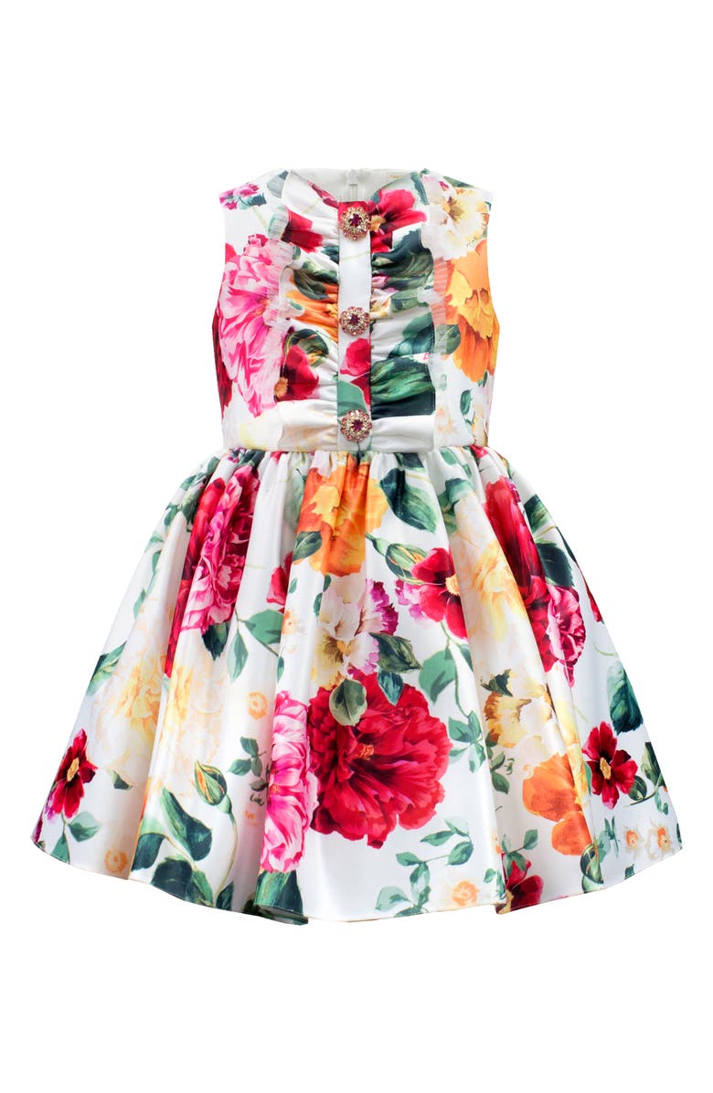 David Charles Frill Front Satin Party Dress, Main, color,