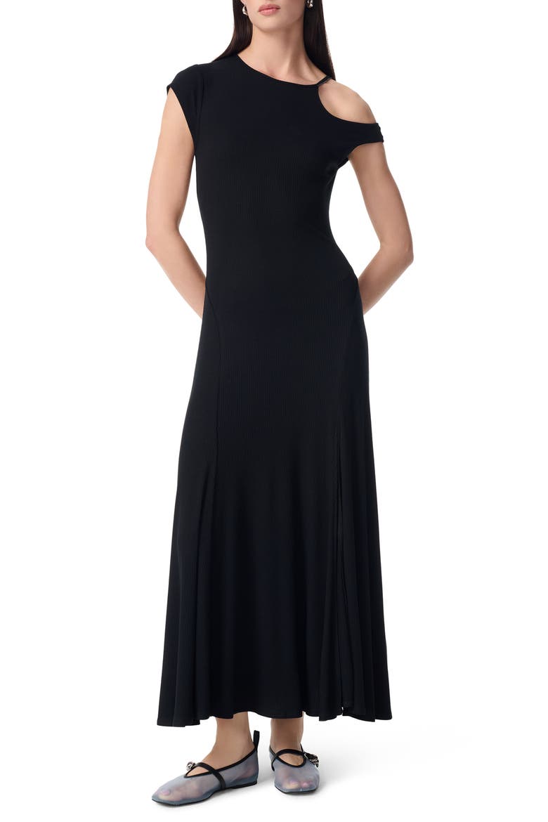 Clarice Cutout Shoulder Maxi Dress, Main, color, BLACK
