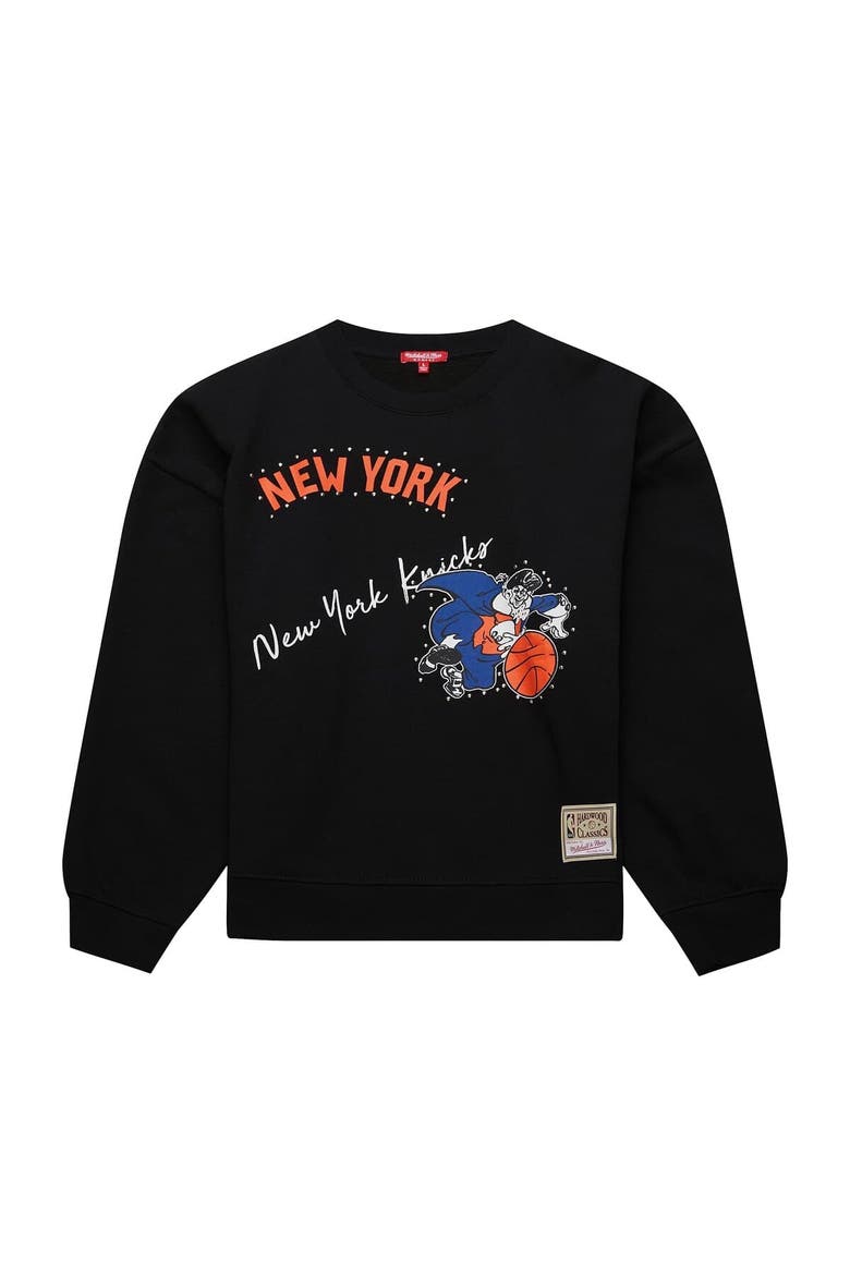 Women's Mitchell & Ness Black New York Knicks Hardwood Classics Home Team Pullover Sweatshirt, Alternate, color, Black