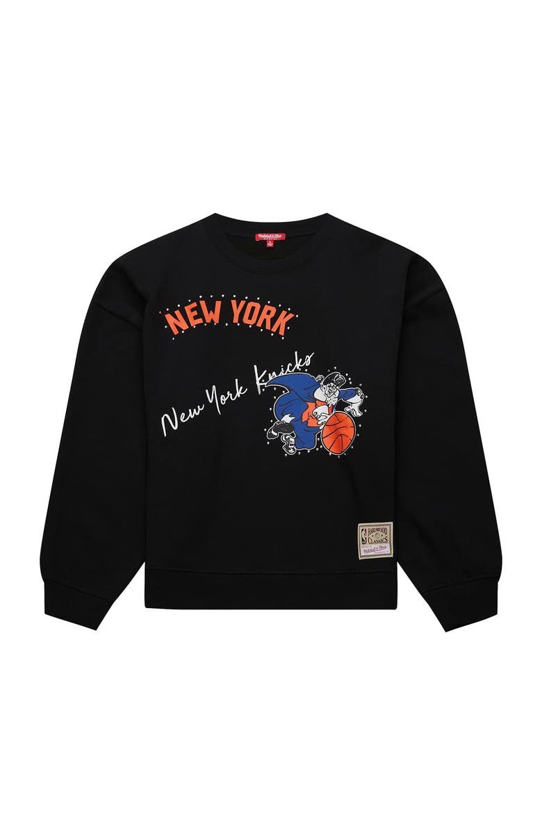 Mitchell & Ness Women's Mitchell & Ness Black New York Knicks Hardwood Classics Home Team Pullover Sweatshirt, Alternate, color, Black