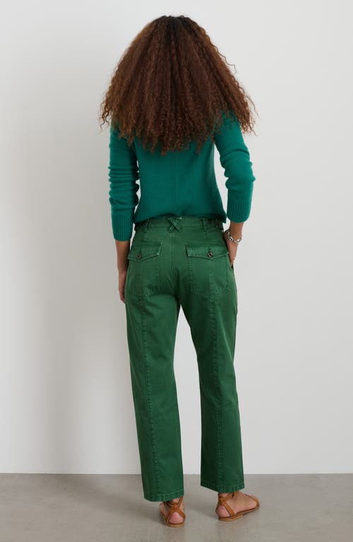 Alex Mill Neil Herringbone High Waist Straight Leg Utility Pants In Green