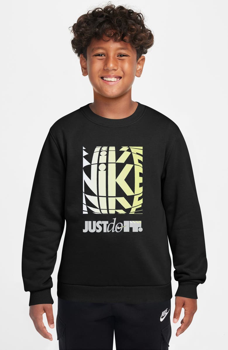 Nike Kids' Sportswear Club French Terry Sweatshirt, Alternate, color, Black/ Photon Dust