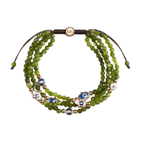 Lucky Shield - Jade Enamel Evil Eye Hamsa Bracelet