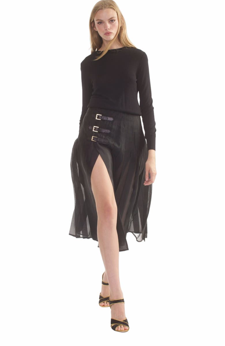 Cynthia Rowley Pleated Kilk Silk Organza Skirt, Alternate, color, 