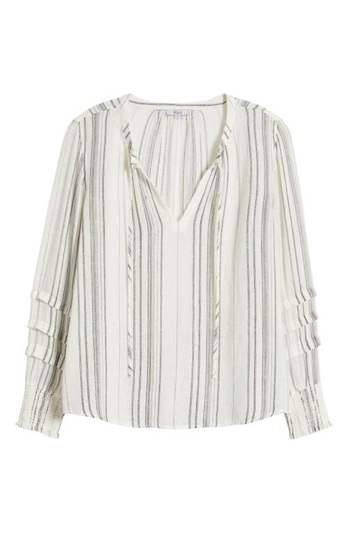 RAILS RAILS CATERINA STRIPE LINEN BLEND PEASANT BLOUSE 