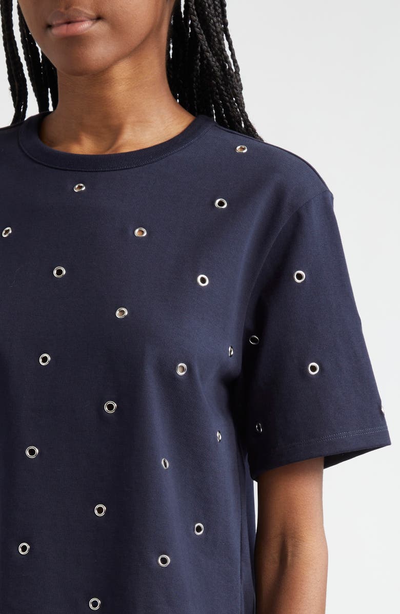 Veronica Beard Sebastian Grommet Accent Cotton T-Shirt, Alternate, color, Navy