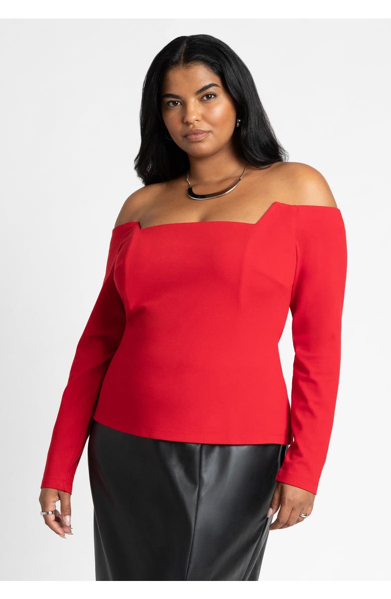ELOQUII Square Neck Off The Shoulder Top, Main, color, 