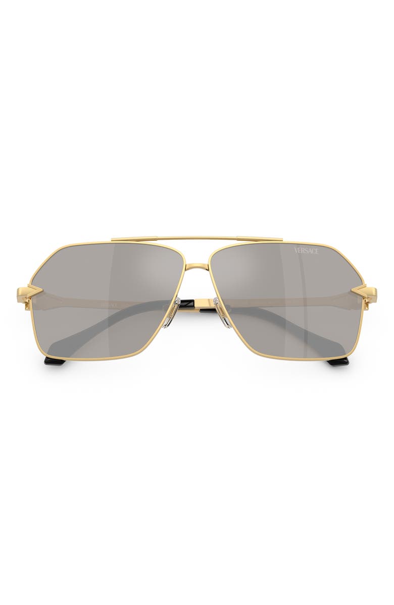 Versace 63mm Pilot Sunglasses, Alternate, color, Gold / Light Grey Silver