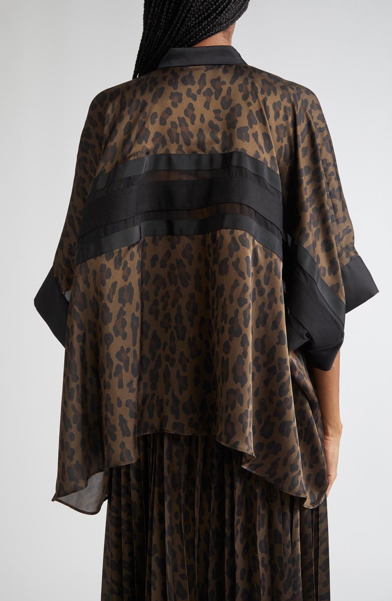 Sacai Leopard Print Mixed Media Top, Alternate, color, 