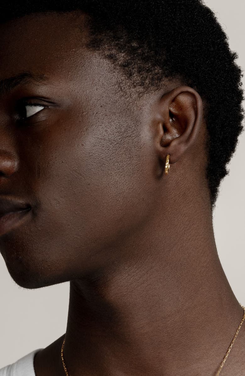 Dower & Hall Men's Medium Hammered Nomad Huggie Hoops, Alternate, color, Yellow Gold Vermeil