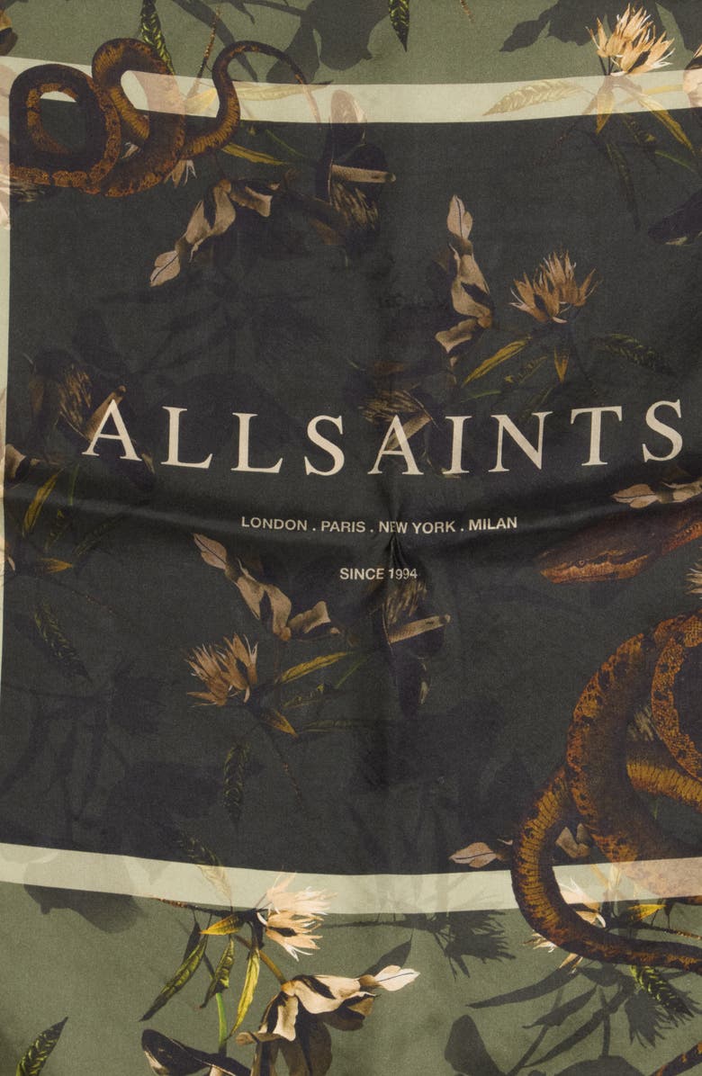 AllSaints Emerge Silk Square Scarf, Alternate, color, Muted Sage 330