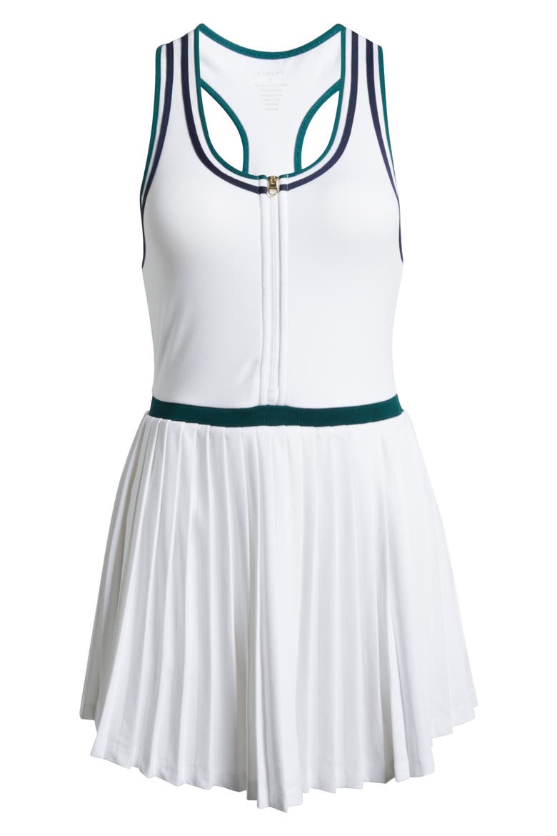 Jane Front Zip Pleated Minidress, Alternate, color, WHITE/ FOREST