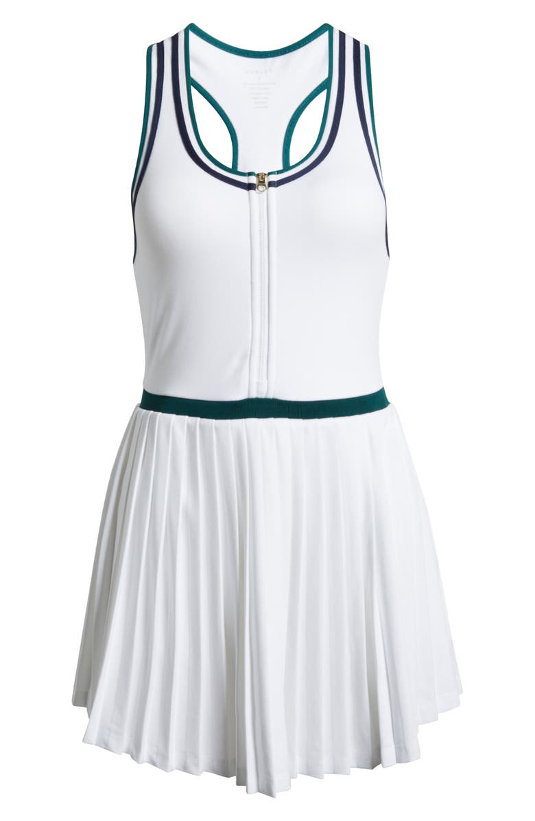 Varley Jane Front Zip Pleated Minidress, Alternate, color, White/ Forest