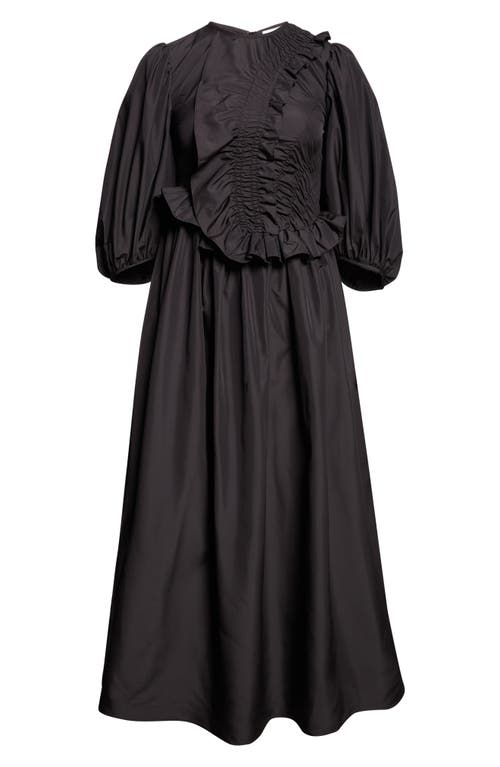 Cecilie Bahnsen Bolia Puff Sleeve Recycled Faille Dress In Brown