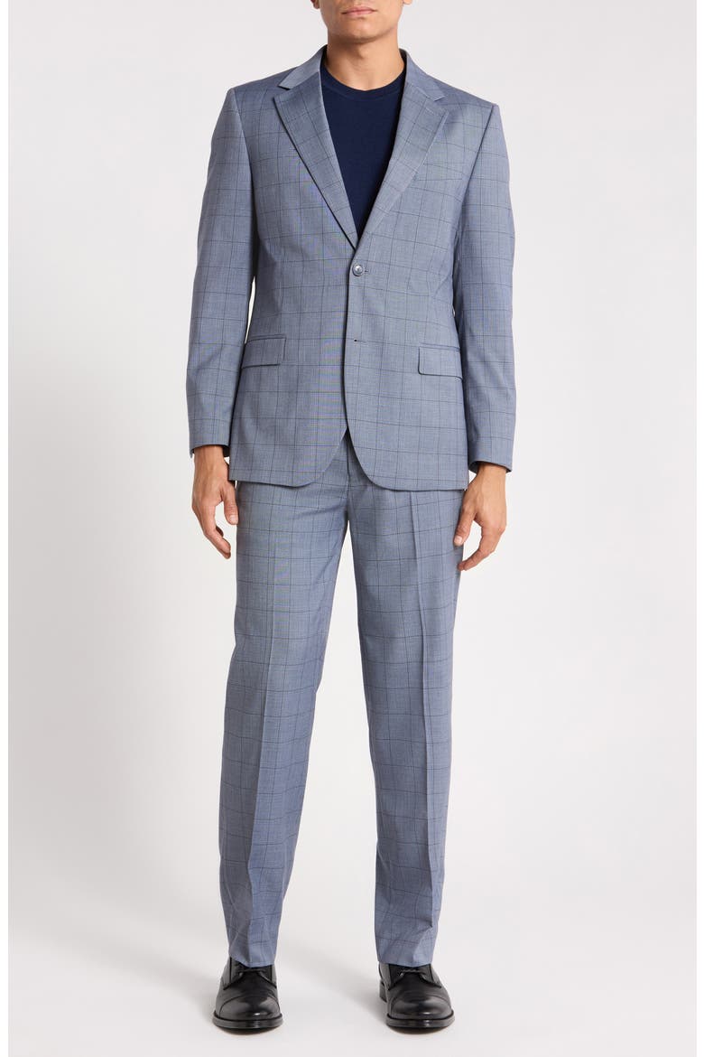Windowpane Stretch Suit, Main, color, BLUE WINDOW